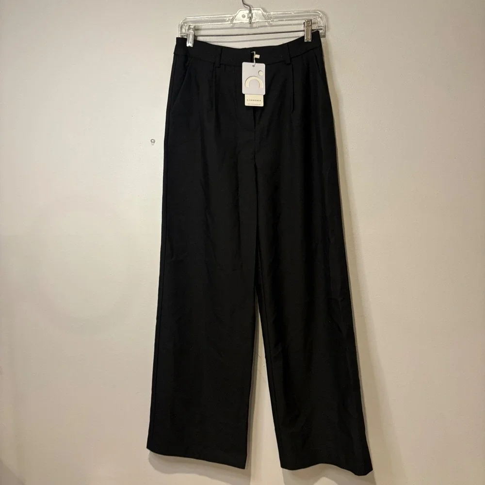Commense NWT Wide Leg Trousers Women S Black High Waisted Tailored Pants Capsule
